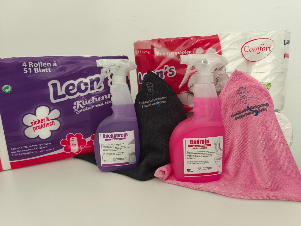 Big Pack Küchenrollen & Toilettenpapier als Geschenk Küchenrein & Badrein inkl. Microfasertücher - Shop Stuebchenrhein